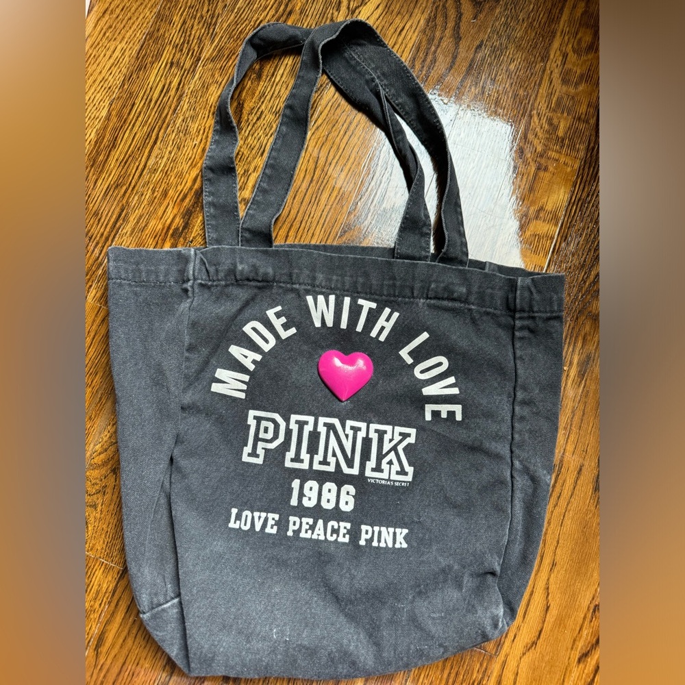 Y2K VICTORIAS SECRET PINK TOTE BAG PINK Bag Shoulder. Made with Love in Black